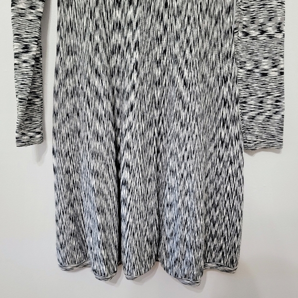 Shoshanna 'Becky' Black White Marled Space Dye‎ Long Sleeve Fit & Flare Dress, S - Picture 4 of 11